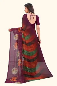 Stylish Maroon Georgette Saree With Blouse Piece For Women-thumb1