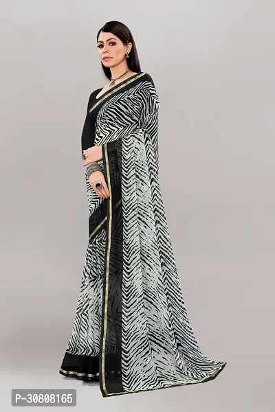 Stylish Grey Georgette Saree With Blouse Piece For Women-thumb3