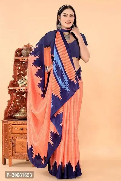 Stylish Peach Pure Silk Saree With Blouse Piece For Women-thumb3