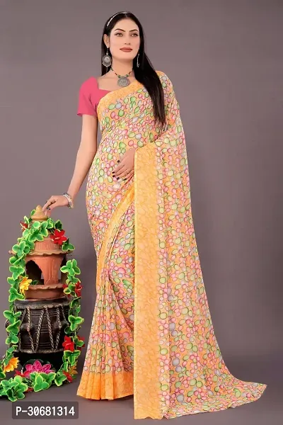 Stylish Multicoloured Georgette Saree Without Blouse Piece For Women-thumb0