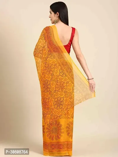 Stylish Yellow Chiffon Saree With Blouse Piece For Women-thumb2