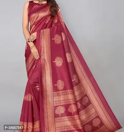 Stylish Red Art Silk Printed Saree with Blouse Piece For Women-thumb0