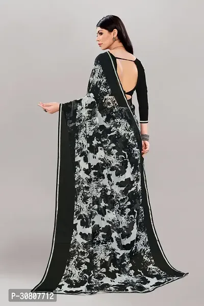 Stylish Black Georgette Saree With Blouse Piece For Women-thumb2