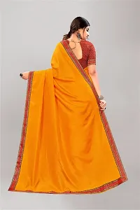 Stylish Yellow Silk Blend Saree With Blouse Piece For Women-thumb1