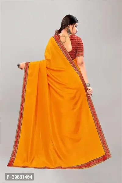 Stylish Yellow Silk Blend Saree With Blouse Piece For Women-thumb2