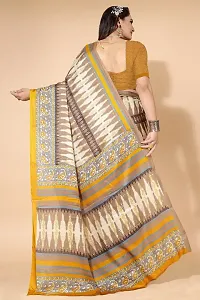 Stylish Yellow Cotton Blend Saree With Blouse Piece For Women-thumb1