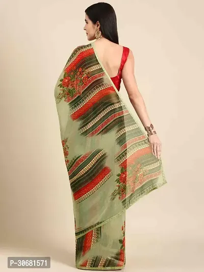 Stylish Green Georgette Saree With Blouse Piece For Women-thumb2