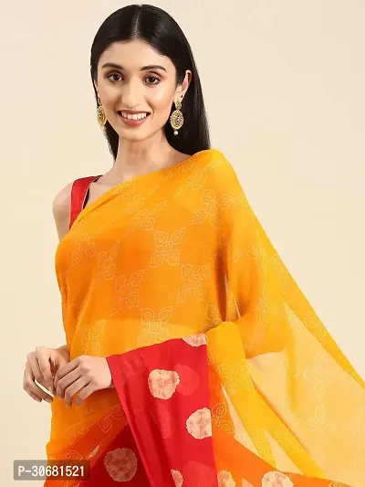 Stylish Yellow Chiffon Saree With Blouse Piece For Women-thumb3