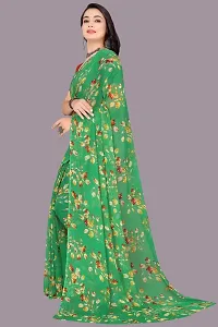 Stylish Green Chiffon Saree With Blouse Piece For Women-thumb2