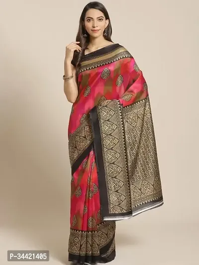 Beautiful Art Silk Printed Women Saree with Blouse Piece-thumb0