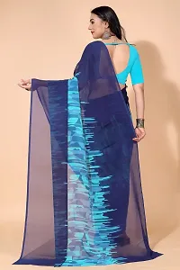 Stylish Blue Georgette Saree Without Blouse Piece For Women-thumb1