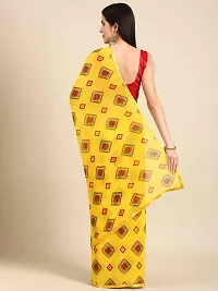 Stylish Yellow Georgette Saree With Blouse Piece For Women-thumb1