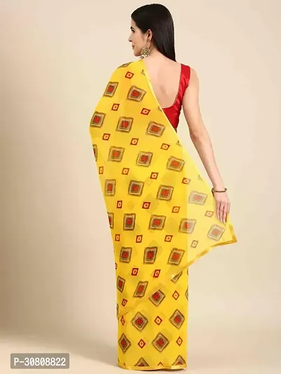 Stylish Yellow Georgette Saree With Blouse Piece For Women-thumb2