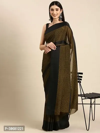 Stylish Brown Brasso Saree With Blouse Piece For Women-thumb0