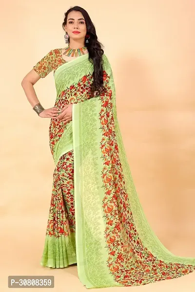 Stylish Multicoloured Georgette Saree Without Blouse Piece For Women-thumb0