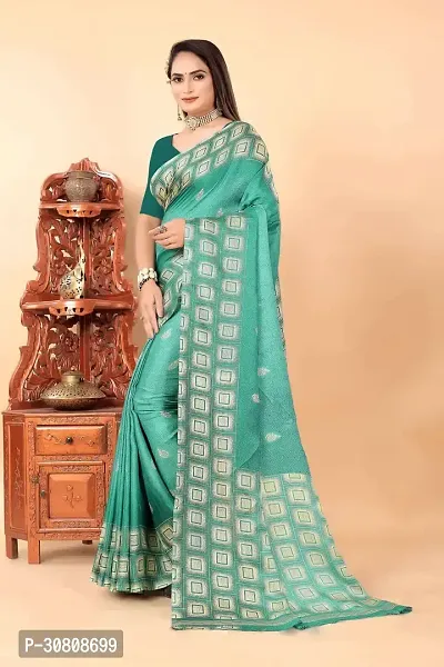 Stylish Sea Green Art Silk Saree Without Blouse Piece For Women-thumb2