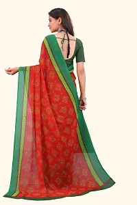 Stylish Red Georgette Saree With Blouse Piece For Women-thumb1