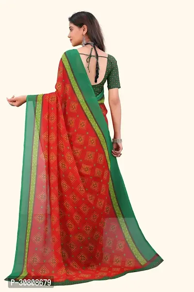 Stylish Red Georgette Saree With Blouse Piece For Women-thumb2