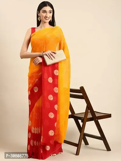 Stylish Yellow Chiffon Saree With Blouse Piece For Women