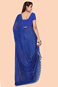 Stylish Blue Chiffon Saree With Blouse Piece For Women-thumb1