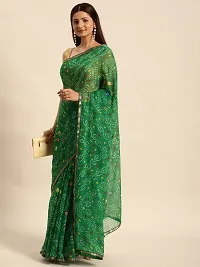 Stylish Green Chiffon Saree With Blouse Piece For Women-thumb2