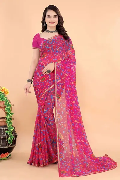 Stylish Georgette Saree with Blouse piece For Women