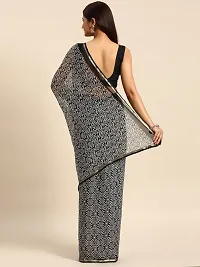 Stylish Grey Chiffon Saree With Blouse Piece For Women-thumb1