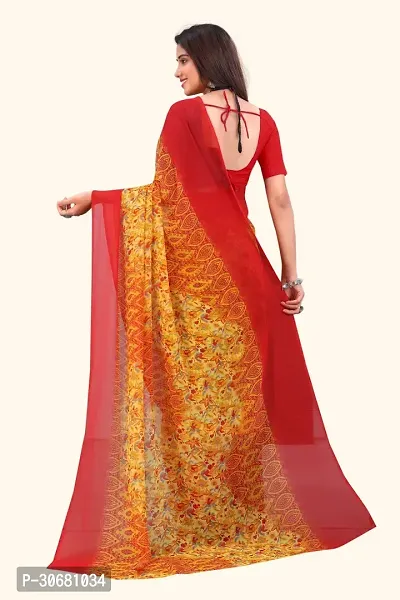 Stylish Orange Georgette Saree Without Blouse Piece For Women-thumb2