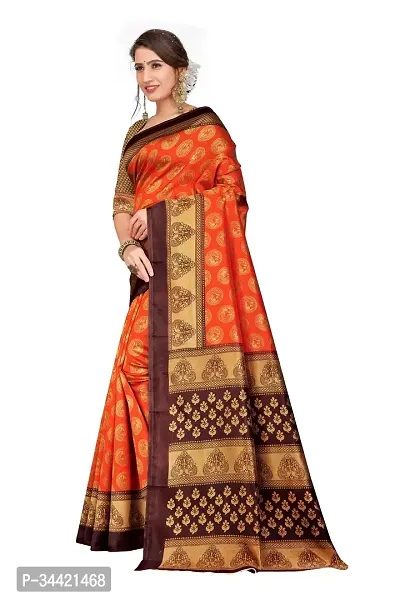 Beautiful Art Silk Printed Women Saree with Blouse Piece-thumb2