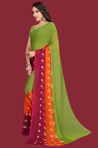 Stylish Green Chiffon Saree With Blouse Piece For Women-thumb2