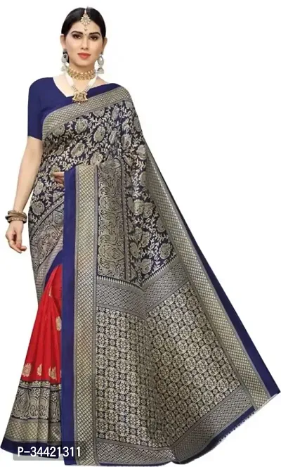 Beautiful Art Silk Printed Women Saree with Blouse Piece-thumb0