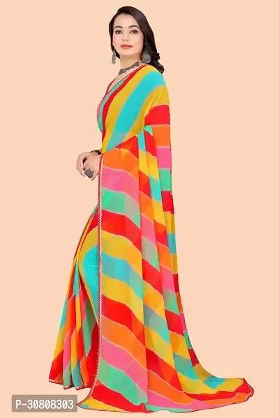 Stylish Multicoloured Chiffon Saree With Blouse Piece For Women-thumb3