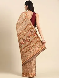 Stylish Beige Chiffon Saree With Blouse Piece For Women-thumb1