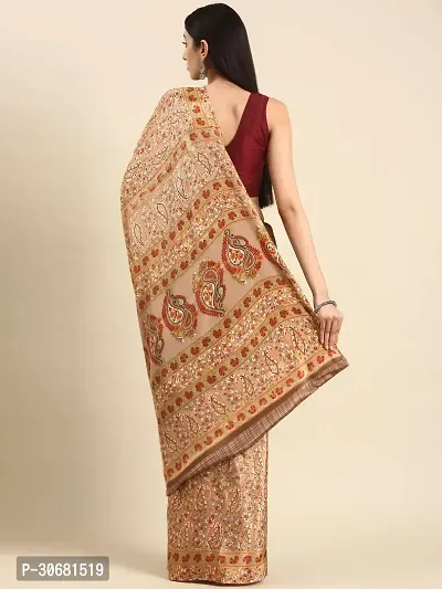 Stylish Beige Chiffon Saree With Blouse Piece For Women-thumb2