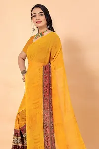 Stylish Yellow Georgette Saree Without Blouse Piece For Women-thumb2