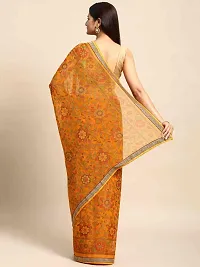 Stylish Yellow Georgette Saree With Blouse Piece For Women-thumb1