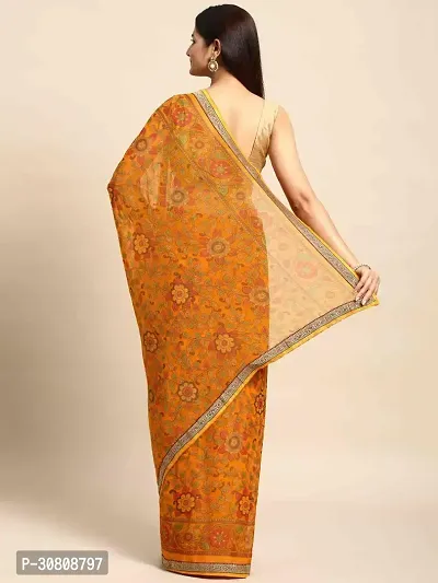 Stylish Yellow Georgette Saree With Blouse Piece For Women-thumb2