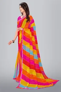 Stylish Multicoloured Chiffon Saree With Blouse Piece For Women-thumb3