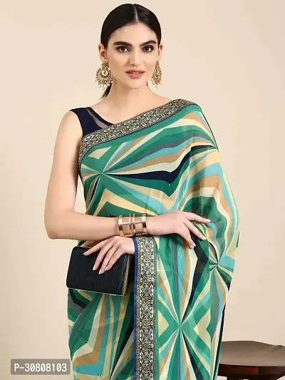 Stylish Green Georgette Saree With Blouse Piece For Women-thumb3