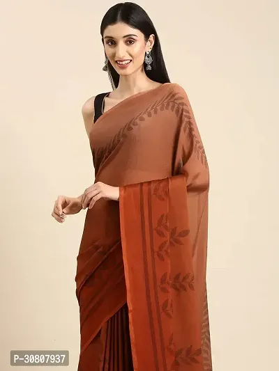 Stylish Brown Georgette Saree With Blouse Piece For Women-thumb3