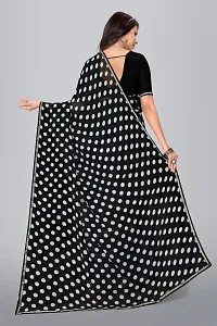 Stylish Black Chiffon Saree With Blouse Piece For Women-thumb1