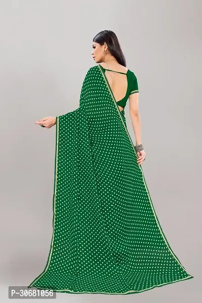 Stylish Green Georgette Saree With Blouse Piece For Women-thumb2