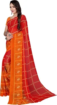 Stylish Orange Georgette Saree With Blouse Piece For Women-thumb3