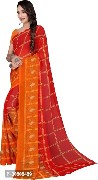 Stylish Orange Georgette Saree With Blouse Piece For Women-thumb4