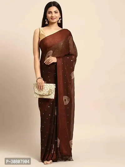 Stylish Brown Georgette Saree With Blouse Piece For Women-thumb0