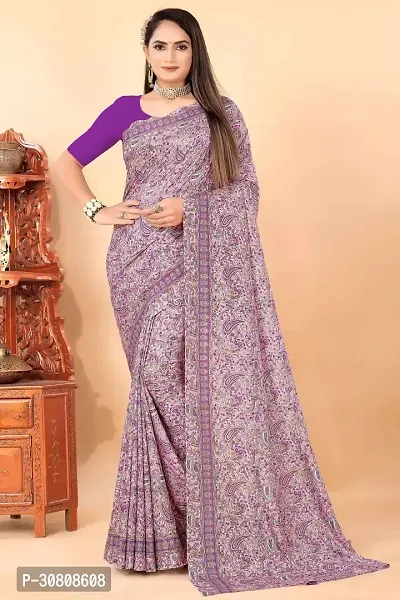 Stylish Purple Art Silk Saree Without Blouse Piece For Women-thumb0