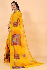 Stylish Yellow Georgette Saree Without Blouse Piece For Women-thumb3