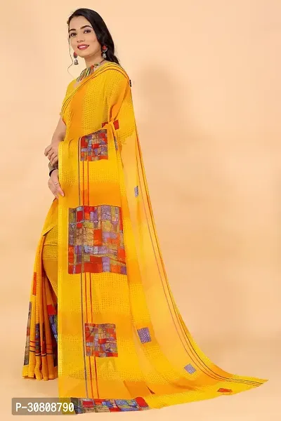 Stylish Yellow Georgette Saree Without Blouse Piece For Women-thumb4