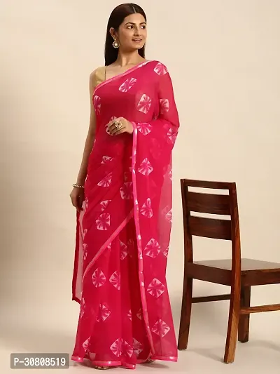 Stylish Pink Chiffon Saree With Blouse Piece For Women-thumb3