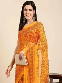 Stylish Yellow Chiffon Saree With Blouse Piece For Women-thumb2